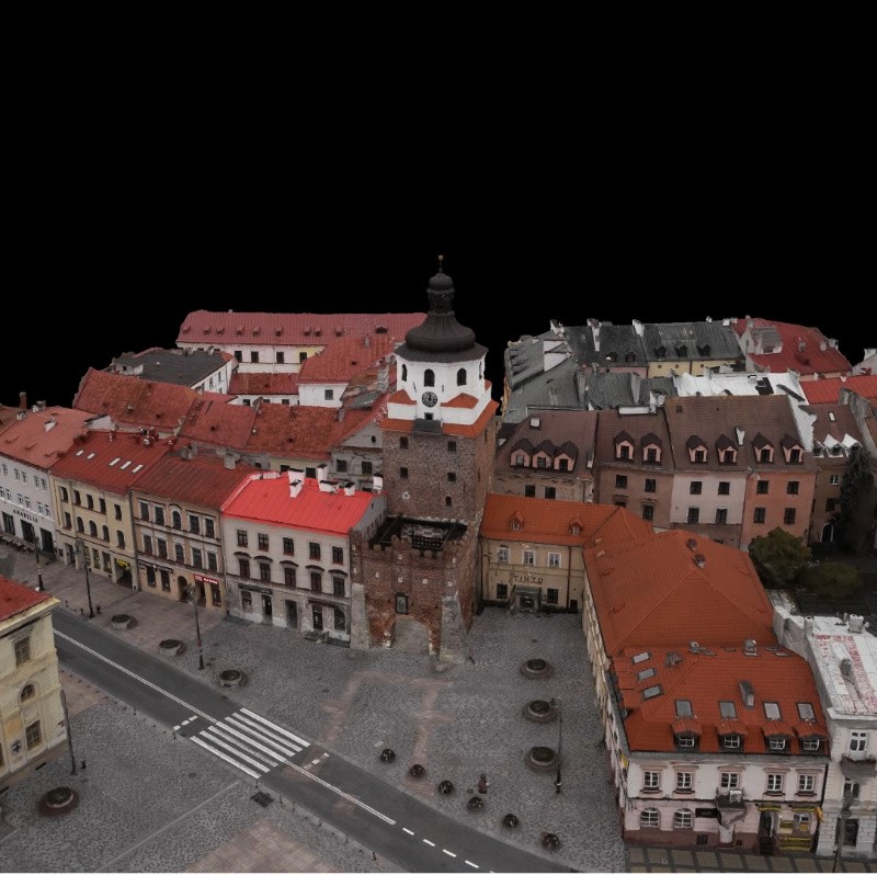 Brama Krakowska w Lublinie fotogrametryczny model 3D pomiary dronem RTK