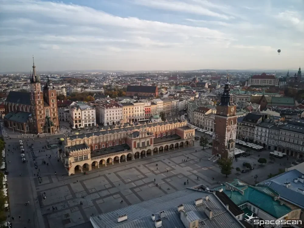 Widok lotniczy rynku w Krakowie