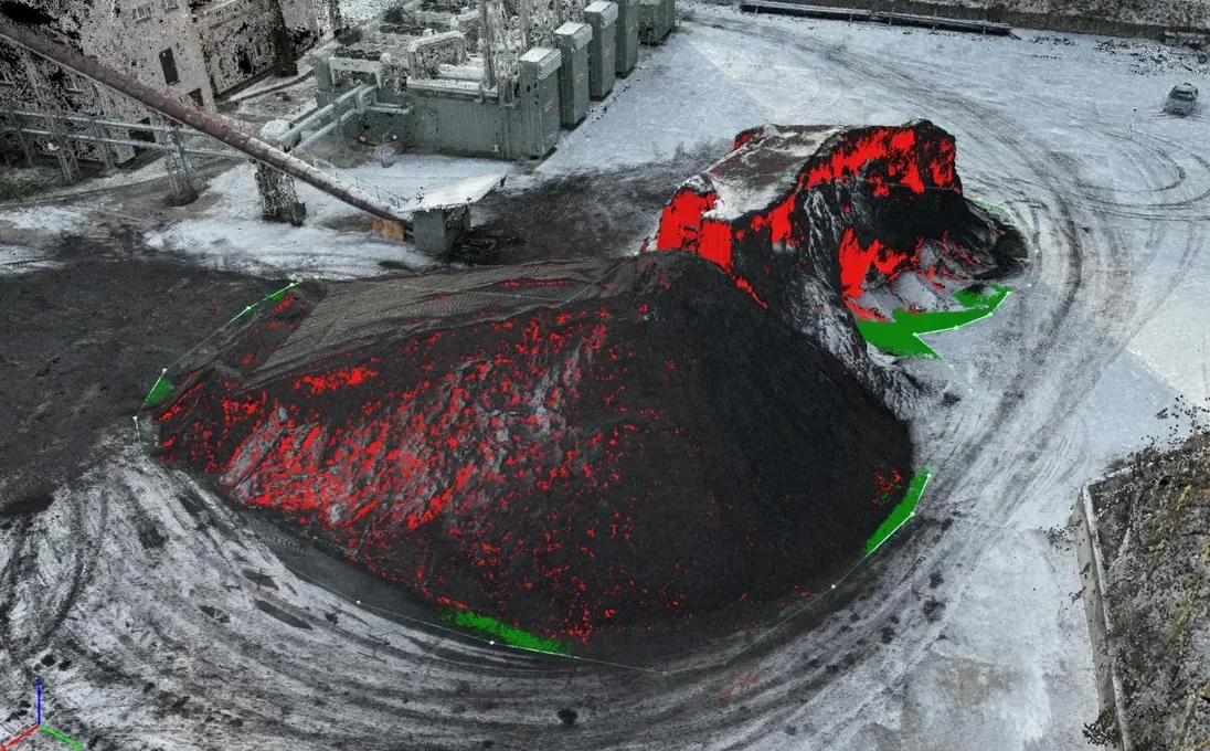 Wizualizacja 3D z analizy objętości wykonanej dla przedsiębiorstwa energetyki cieplnej